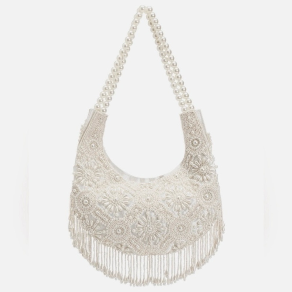 NWOT Made In India Pearl Viral Beaded Vacation Shoulder Bag